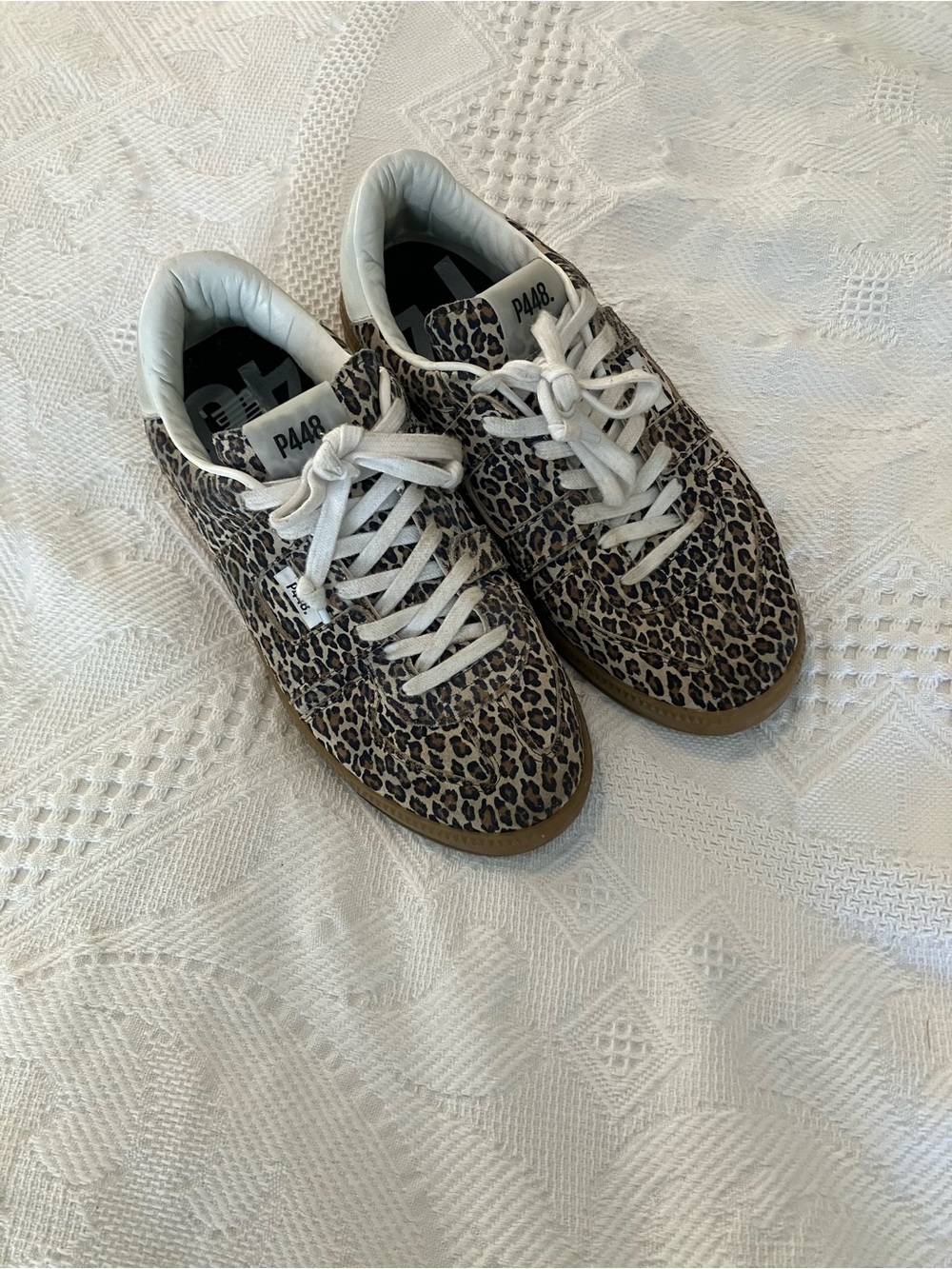 P448 Leopard-Pattern Low-Top Sneakers in Brown and Black